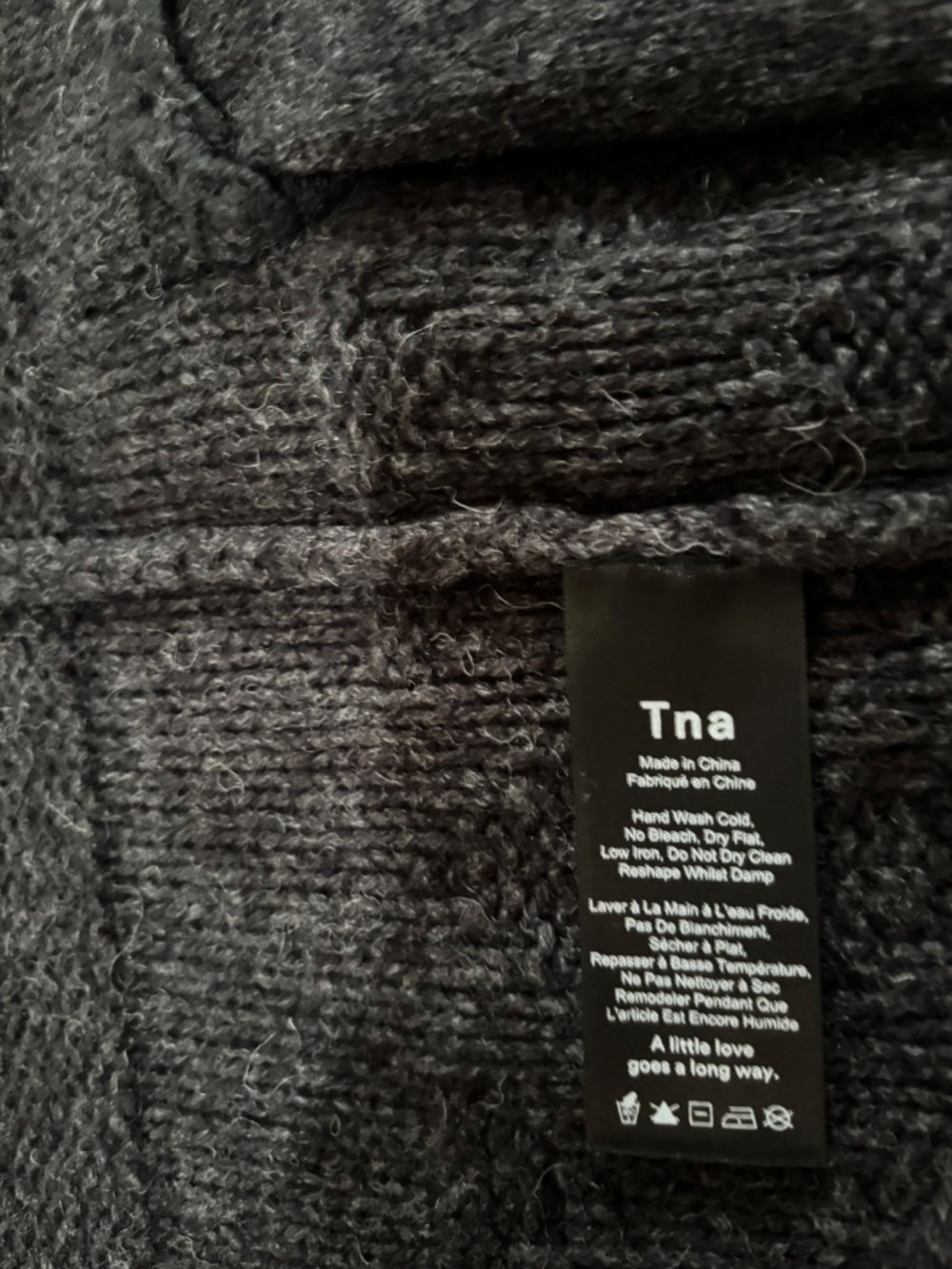 TNA Aritzia 100% Lambswool Full Zip Cardigan Sweater Charcoal Grey XS - Picture 7 of 8